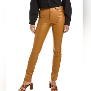 MOTHER Brown High Waisted Rail Skimp Straight Leg Faux Leather Pant